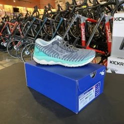 Womenâ€™s Mizuno Wave Sky 4 Waveknit Grey/Teal | Running